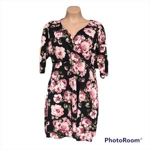 Floral Long Sleeve Wrap Soft Dress plus size